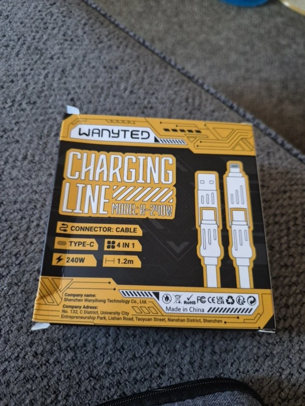 4in1 Type C, USB, Lighting 240w 4ft Charging Cable NEW